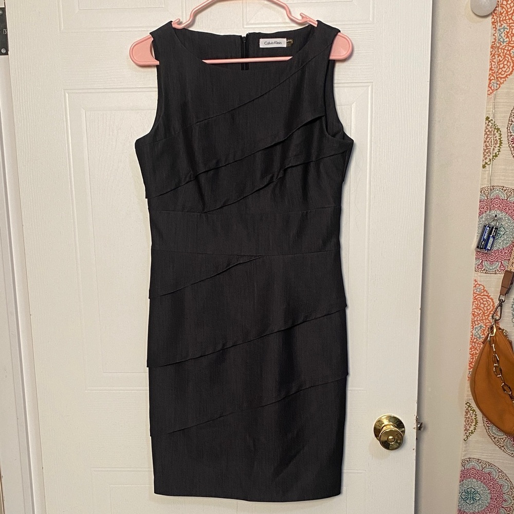 Calvin Klein Charcoal Sleeveless Midi Dress